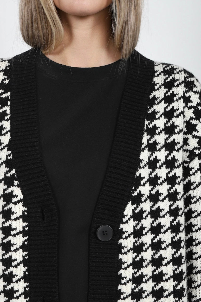 Brunette The Label Houndstooth Knit Cardigan - Last One Size M/L