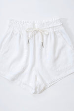 White| linen| drawstring| shorts|
