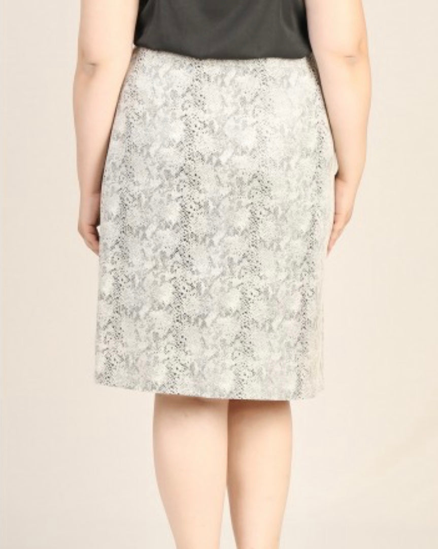 Neutral Snake Skin Pencil Skirt