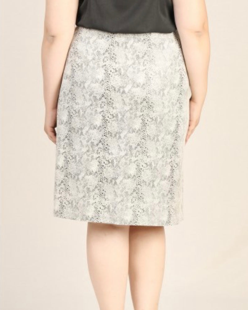 Neutral Snake Skin Pencil Skirt