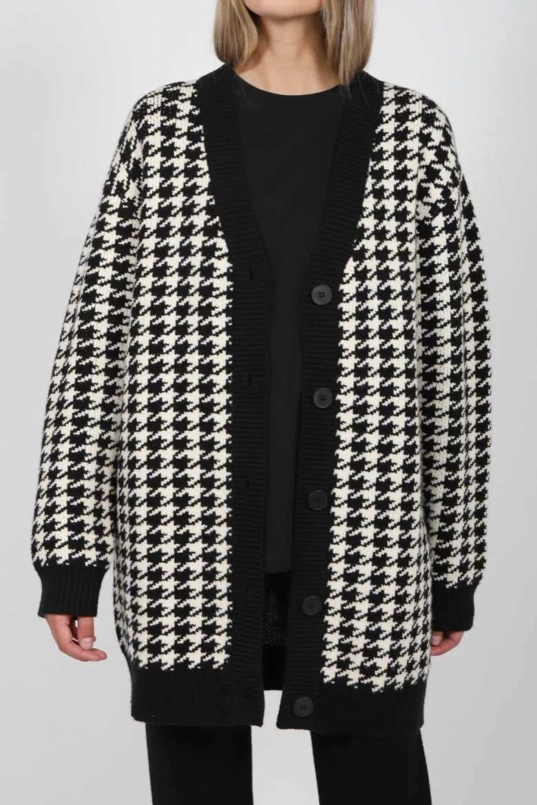 Brunette The Label Houndstooth Knit Cardigan - Last One Size M/L