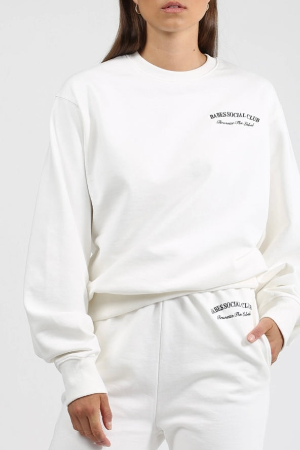 Brunette The Label “Babes Social Club” Best Friend Crew Neck Sweatshirt - Last One Size XL/XXL