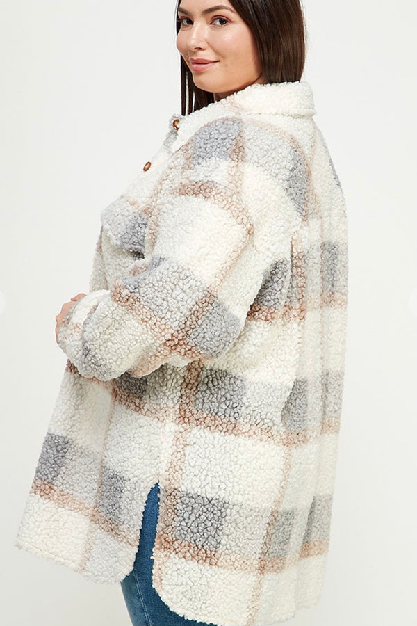 Teddy Plaid Sherpa Shacket