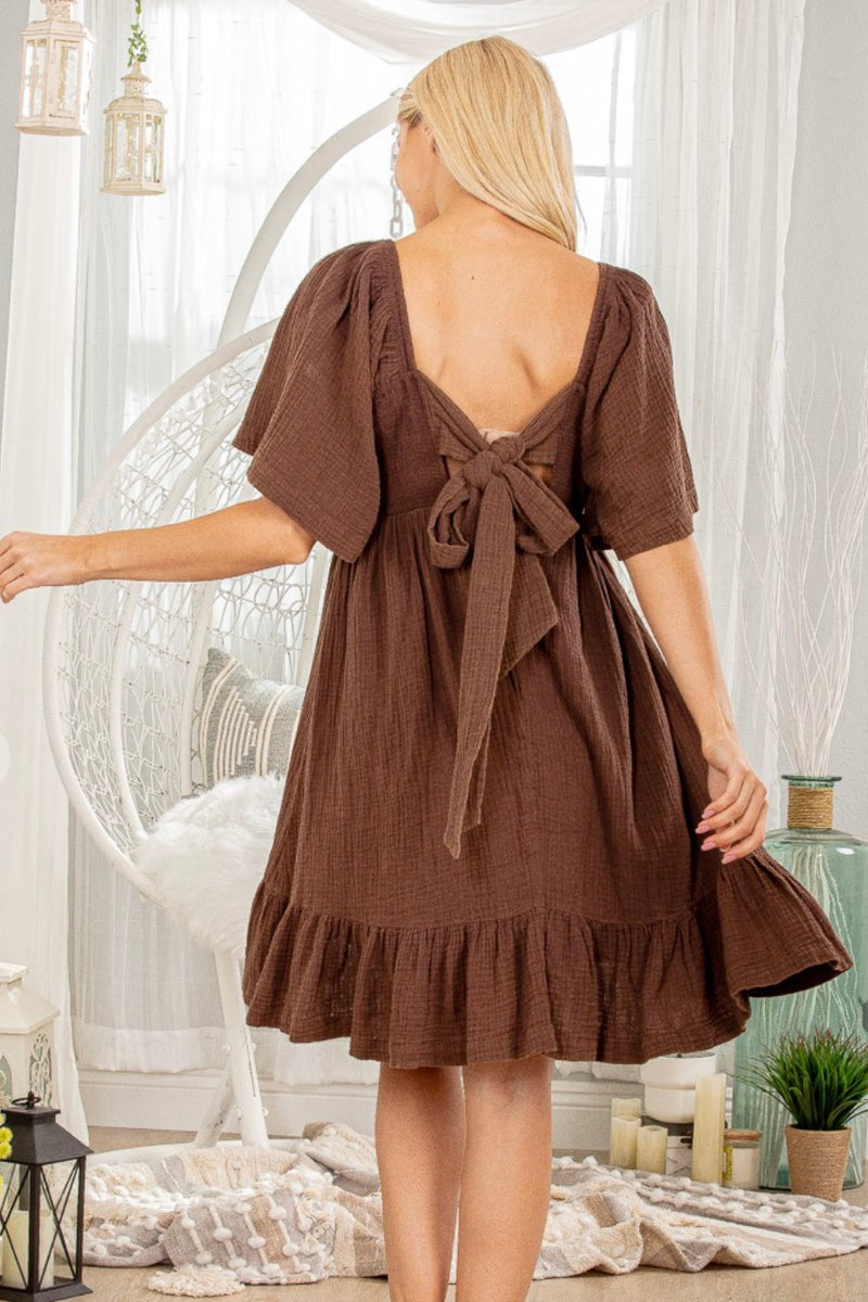 brown cotton dress