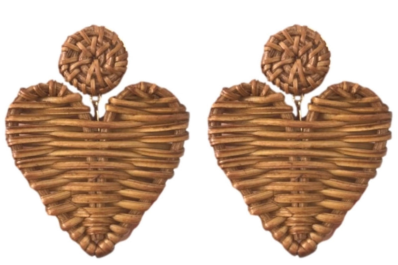 Rattan Heart Earrings