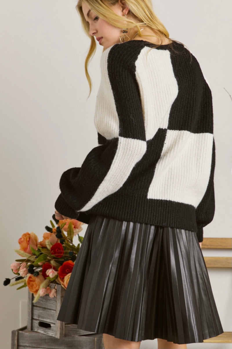Black and White Color Block Sweater