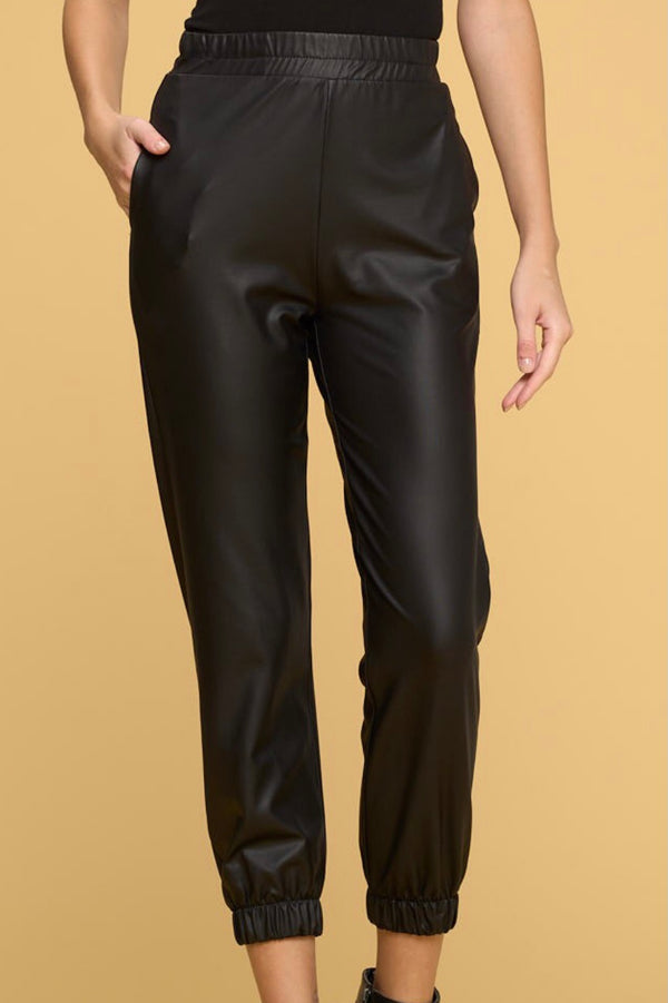 Show Off Faux Leather Joggers