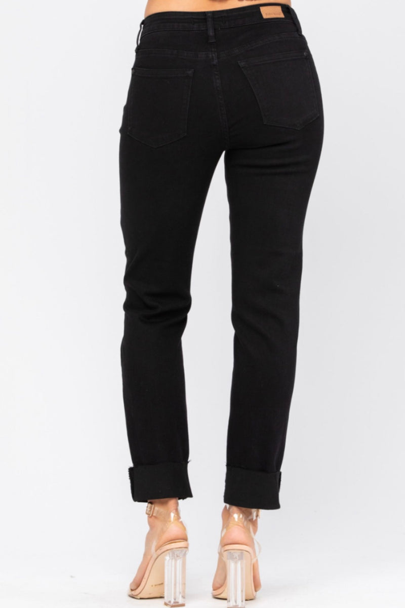 Jessie Black Distressed Cuffed Slim Fit Jeans - Last Pair Size 3