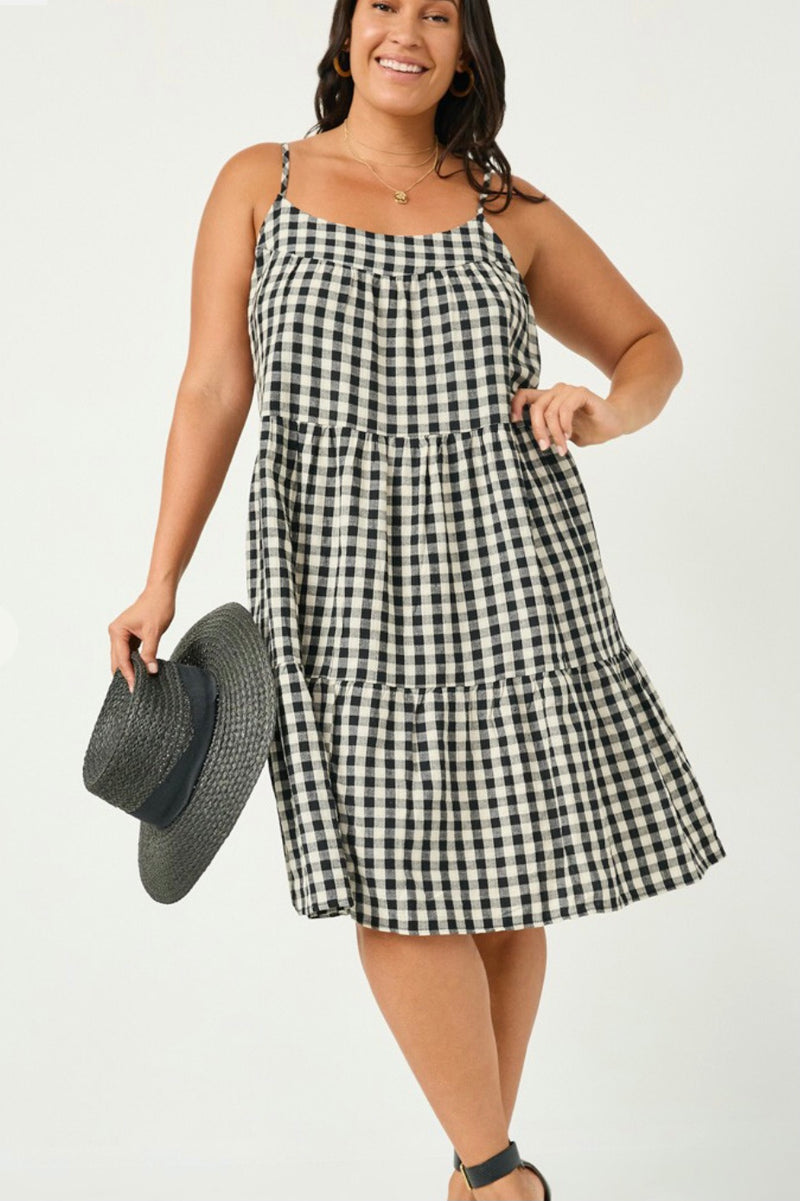 Sammie Black and cream gingham baby doll dress