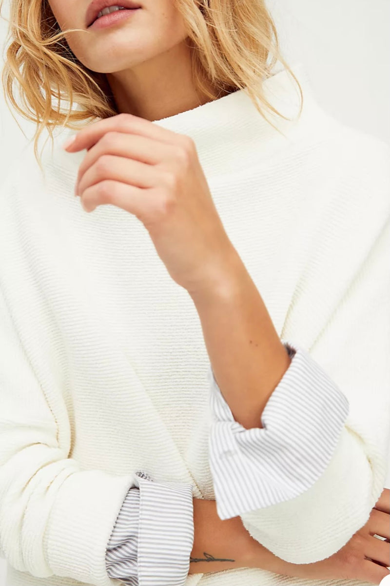 Free People Slouchy Ottoman Tunic Sweater in Optic White - Last One Size M