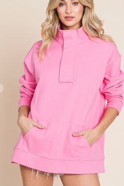 Pink 1/4 zip sweatshirt