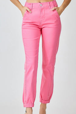 High Rise Hot Pink Jogger Jeans