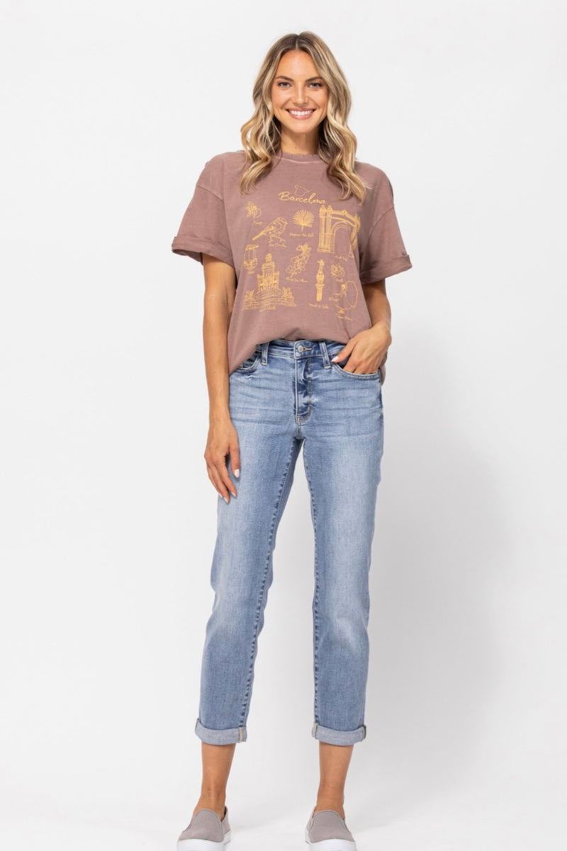 Judy Blue Midrise Light Wash Boyfriend Jeans