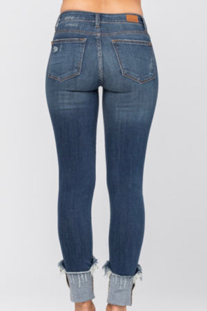 She Drives Me Crazy Dark Cuffed Distressed Skinny Jeans - Size 13