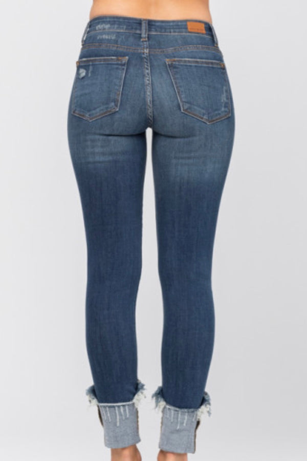 She Drives Me Crazy Dark Cuffed Distressed Skinny Jeans - Size 13