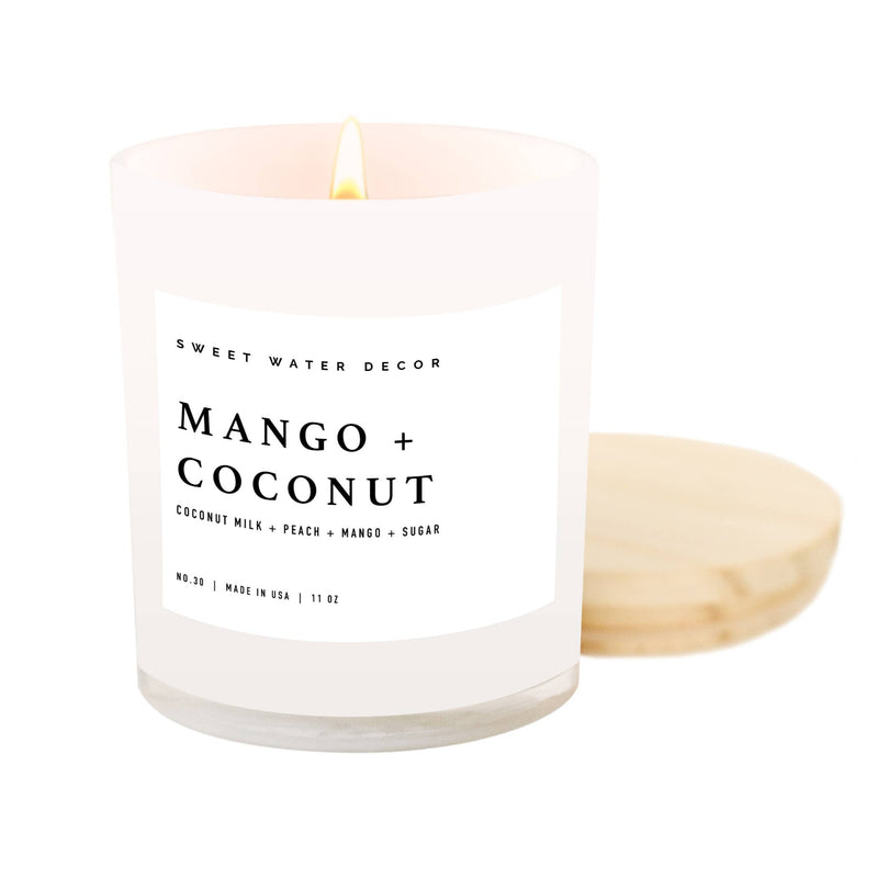Mango + Coconut Candle | White Jar Candle + Wood Lid