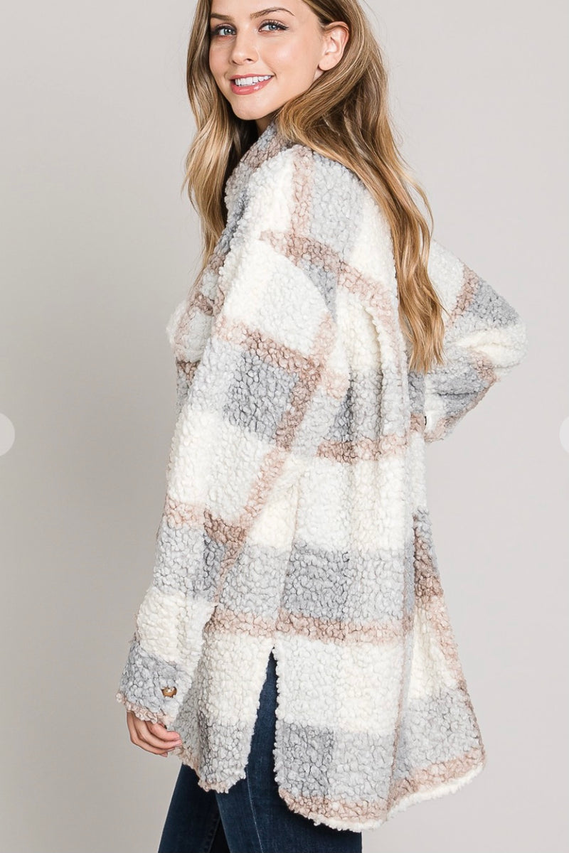 Teddy Plaid Sherpa Shacket