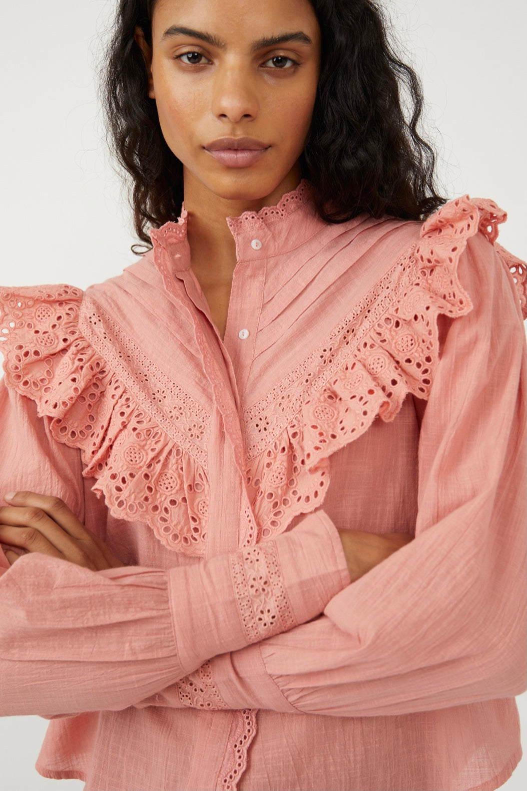 Free People Hit The Road Button Down Top in Sun Sand