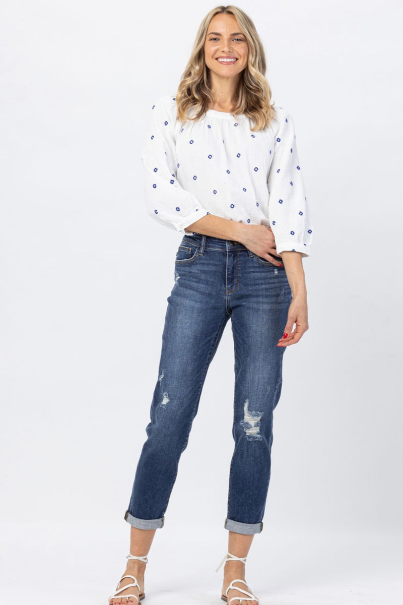 Judy Blue Mid-rise Dark Wash Boyfriend Jeans