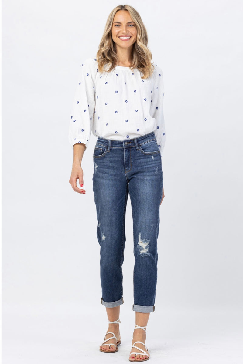 Judy Blue Mid-rise Dark Wash Boyfriend Jeans