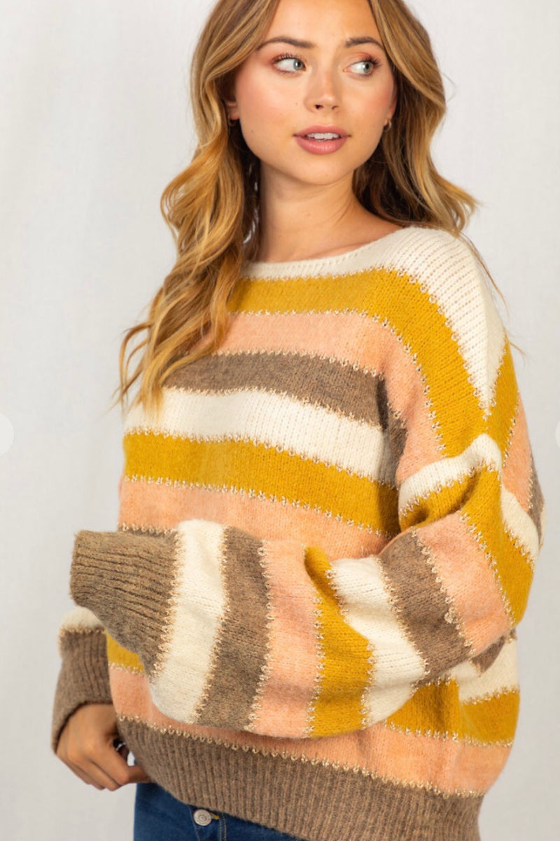 Striped Sweater with Gold foiled detail