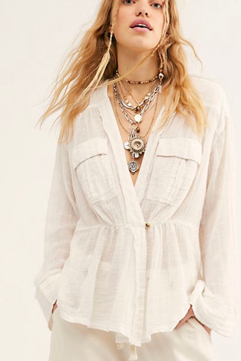 Free People Safari Sheer Wrap Top - Last One Size XS