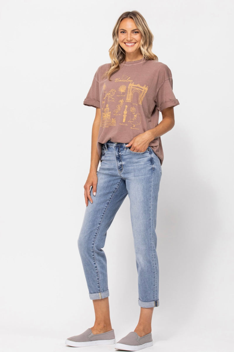 Judy Blue Midrise Light Wash Boyfriend Jeans