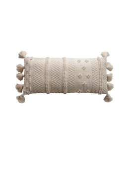 Cotton| Pom Pom| lumbar| pillow|