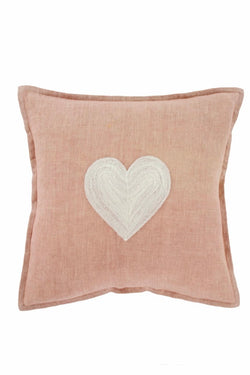 Blush| pink| linen| heart| pillow|