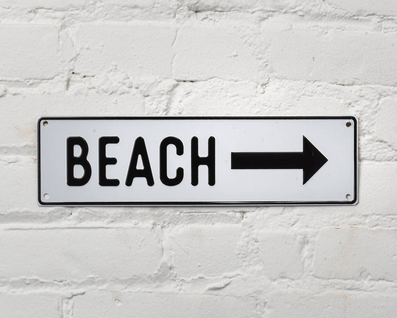 Beach w/ Arrow Aluminum Sign
