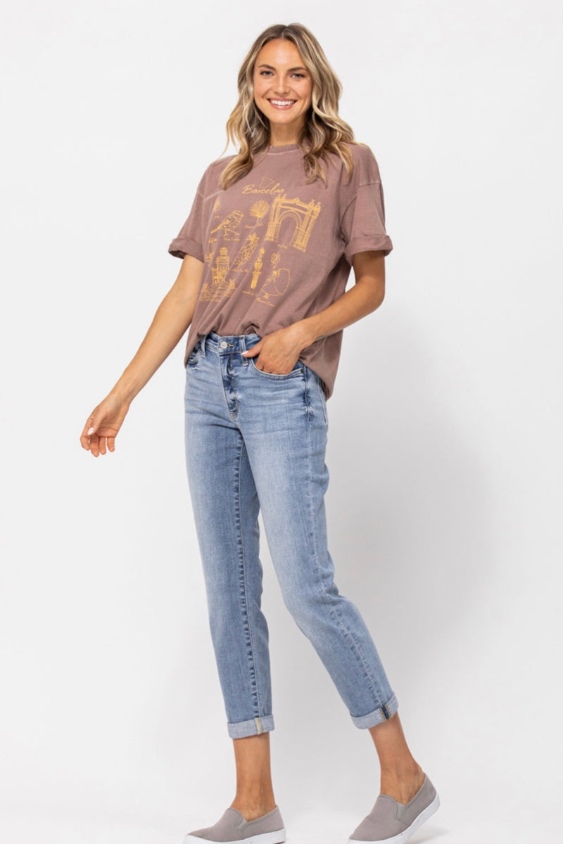 Judy Blue Midrise Light Wash Boyfriend Jeans