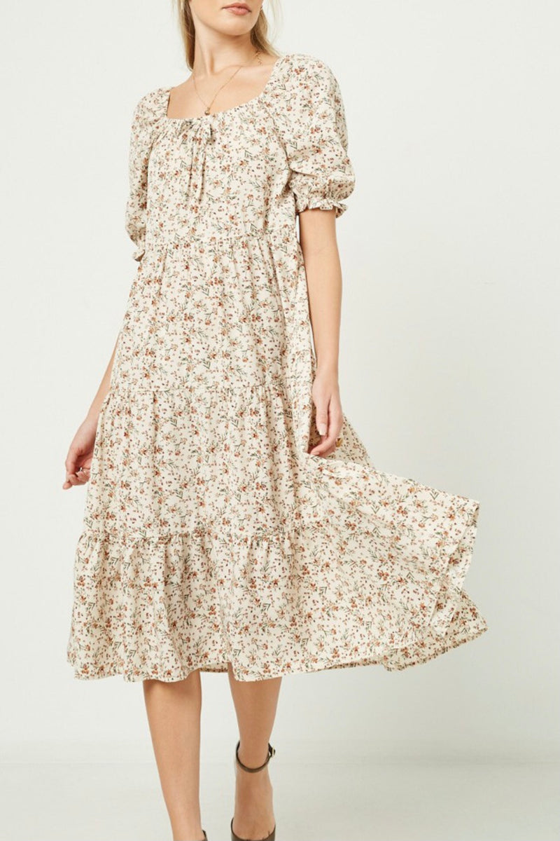 Garden Party Floral Print Midi Dress - Size S & 3X