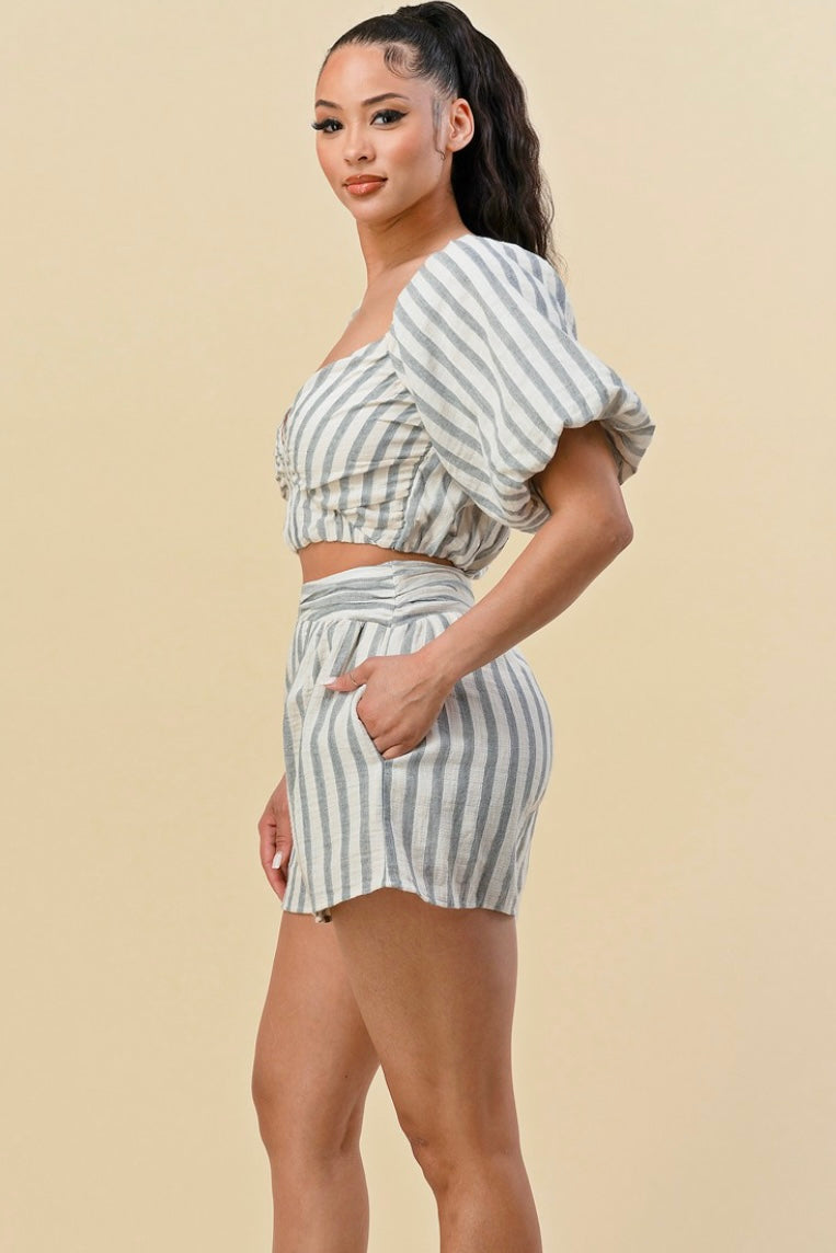 Summer Stripes Cotton Short Set