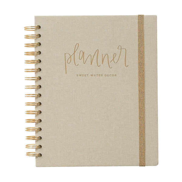 Tan| and | gold| ring bound| dateless| planner