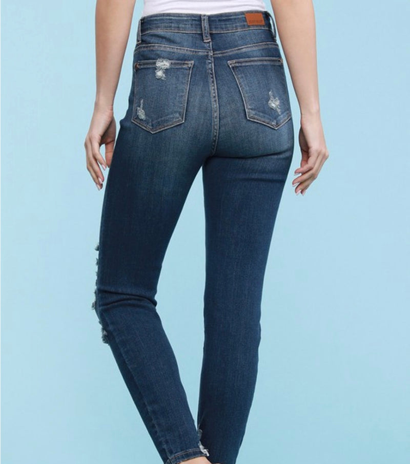 Cyndi Dark Blue Distressed Skinny Jeans