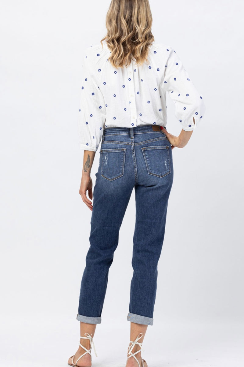 Judy Blue Mid-rise Dark Wash Boyfriend Jeans