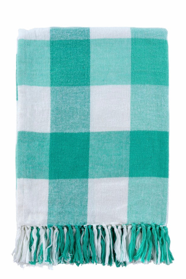 Gingham Picnic Throw Turquoise