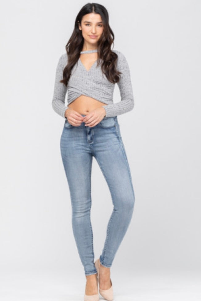 Tori High Rise Acid Wash Skinny Jeans