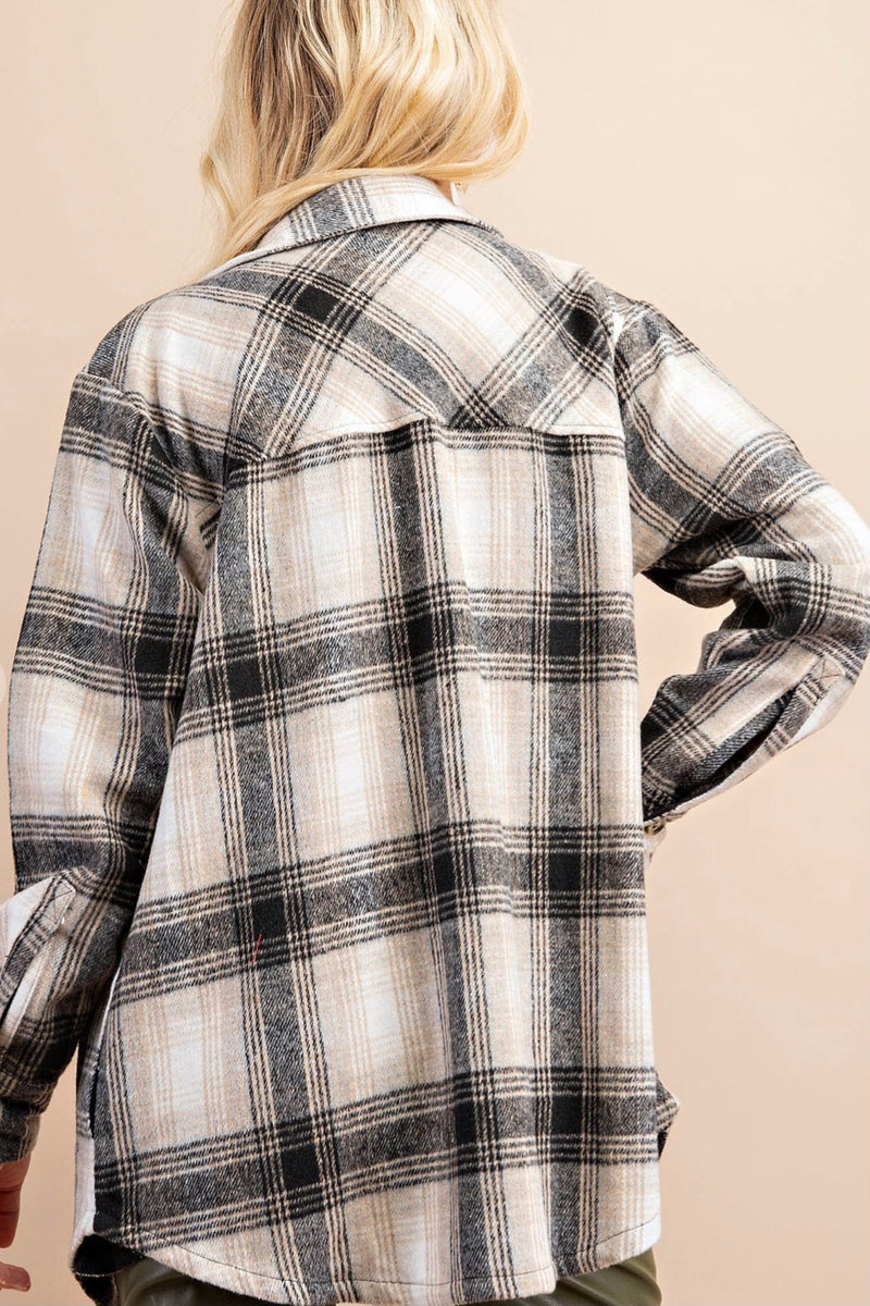 plaid collard shirt jacket