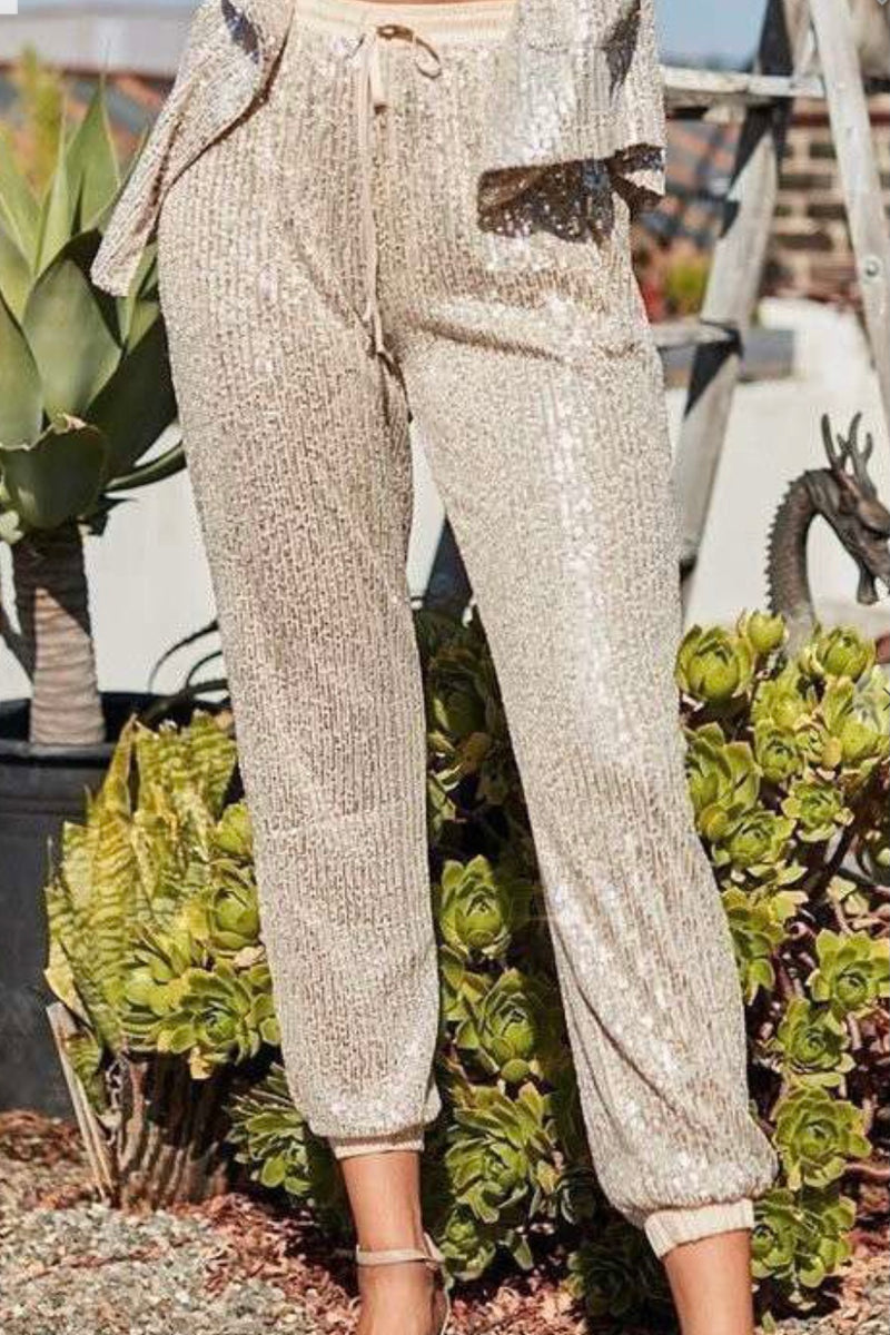 Sequin  Drawstring Joggers