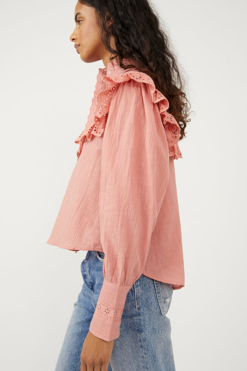 Free People Hit The Road Button Down Top in Sun Sand
