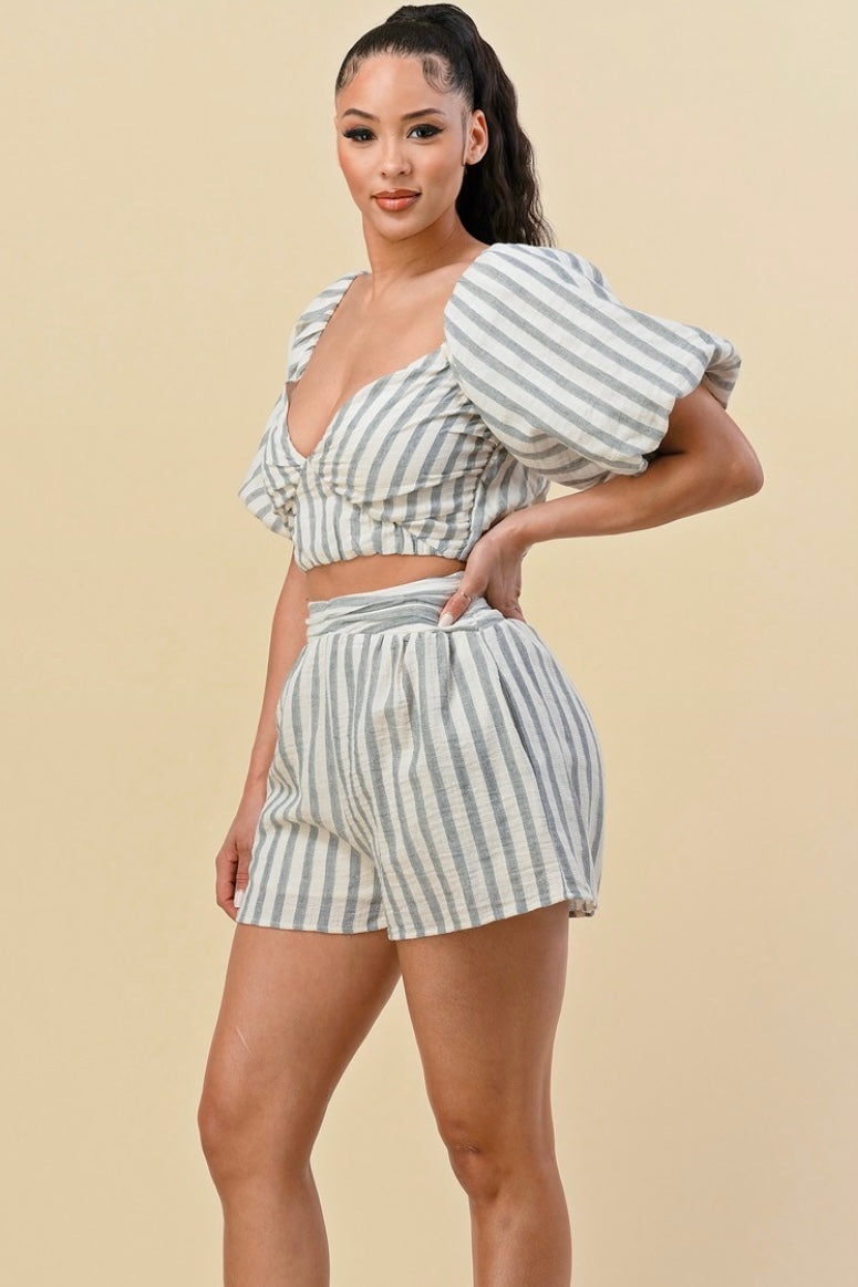 Summer Stripes Cotton Short Set