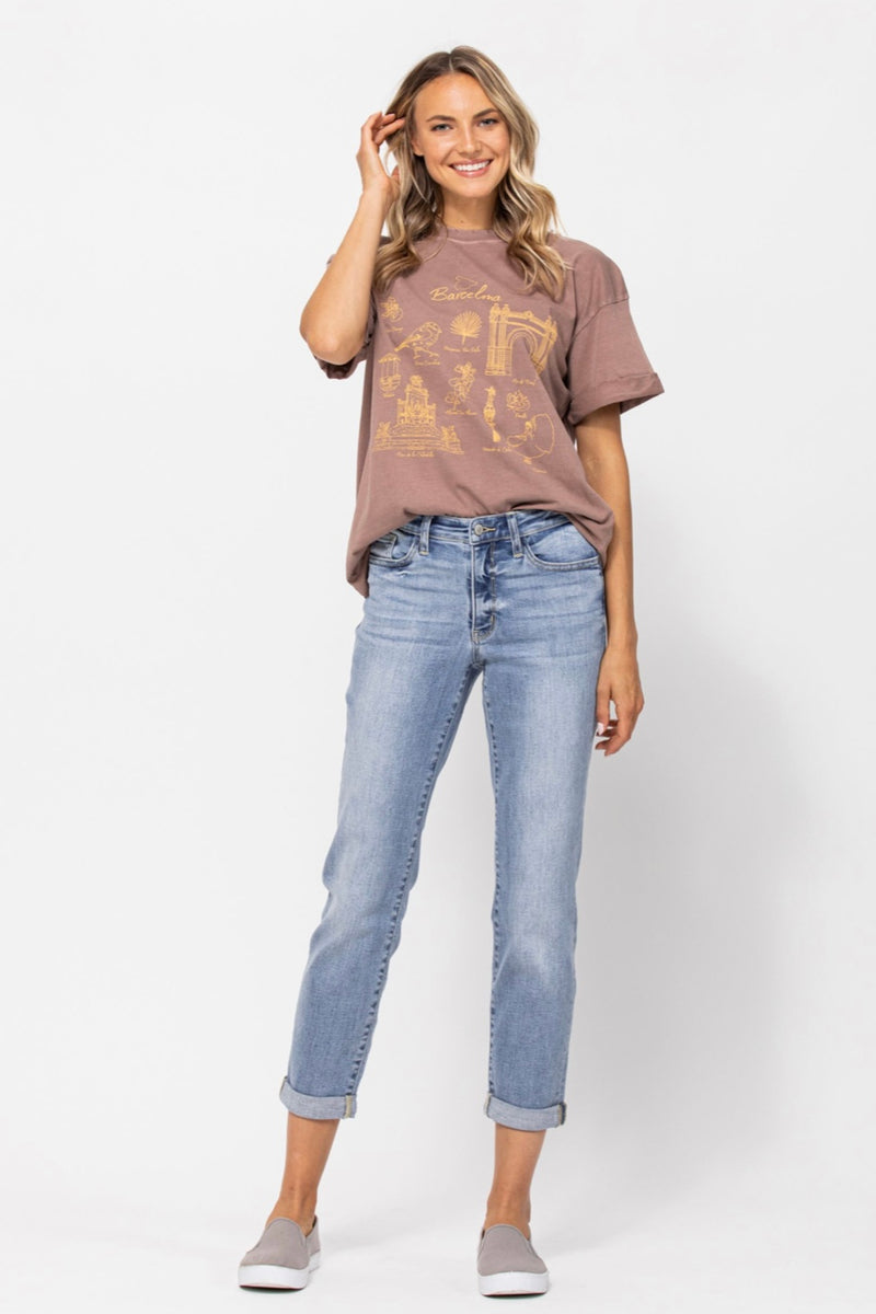 Judy Blue Midrise Light Wash Boyfriend Jeans