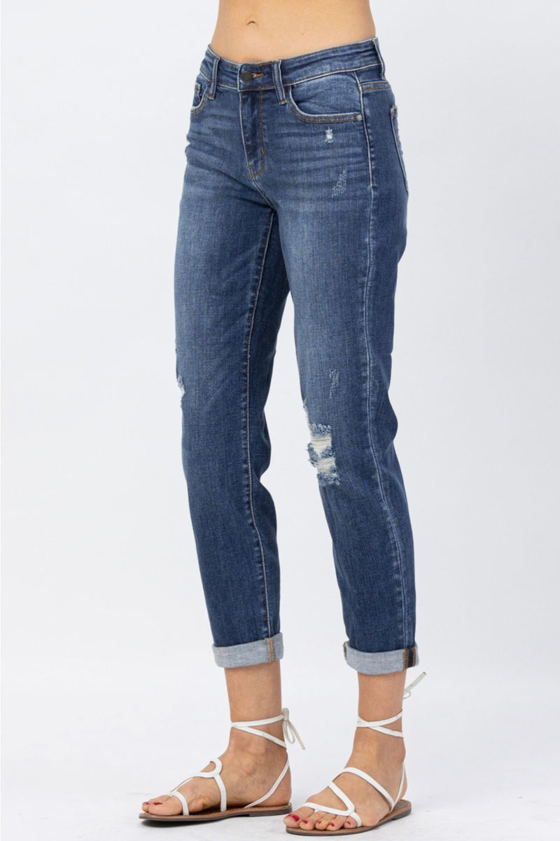 Judy Blue Mid-rise Dark Wash Boyfriend Jeans