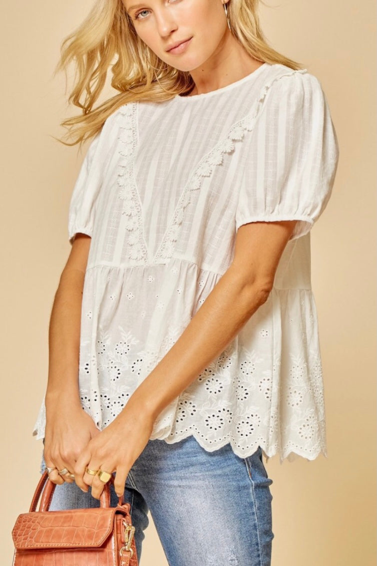 Jilly Cotton Babydoll Top - Last One Size S