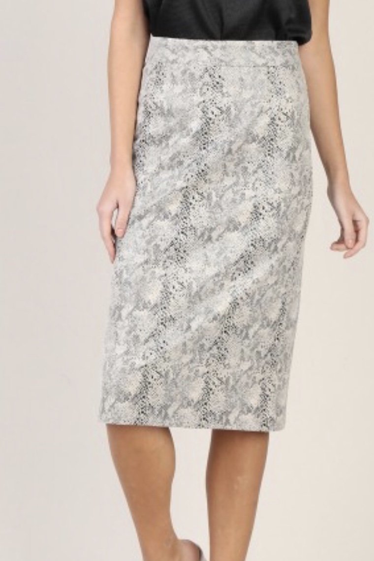 Neutral Snake Skin Pencil Skirt