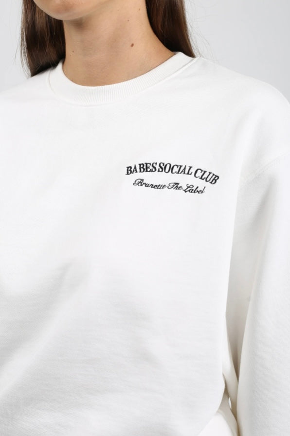 Brunette The Label “Babes Social Club” Best Friend Crew Neck Sweatshirt - Last One Size XL/XXL