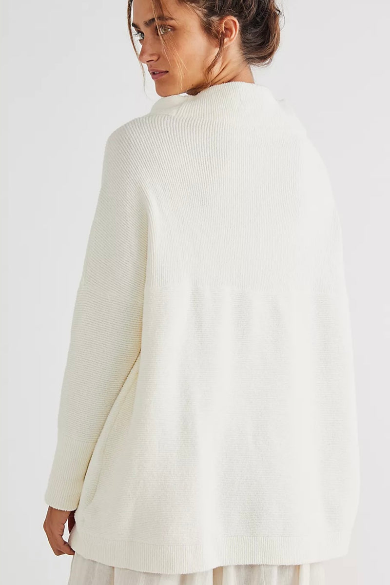 Free People Slouchy Ottoman Tunic Sweater in Optic White - Last One Size M