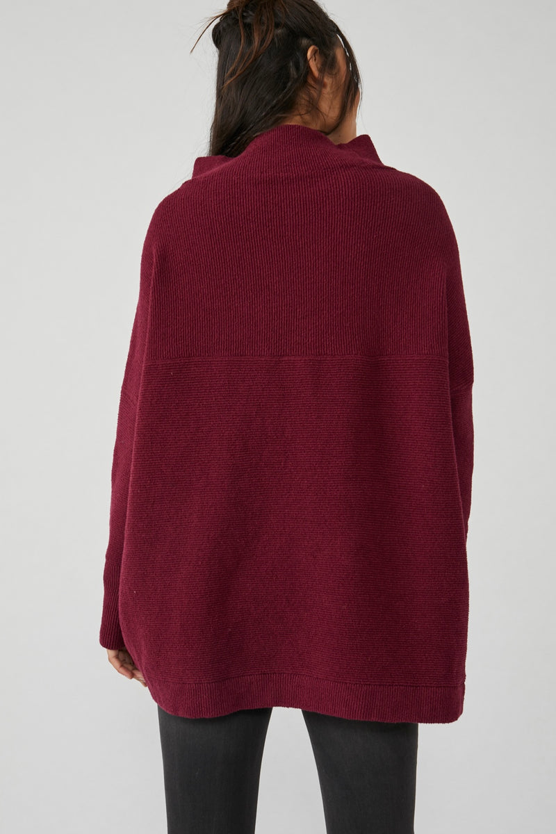 Free People Slouchy Ottoman Tunic Pomegranate Wine - Size XS