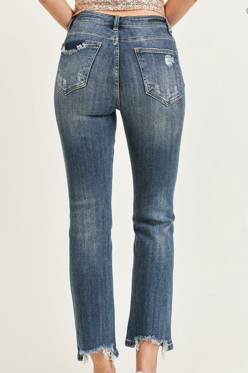 High Rise Vintage Dark Wash Straight Leg Jeans